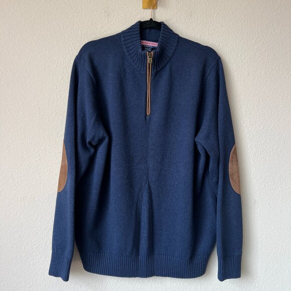 Vineyard Vines Navy Quarter Zip Mock Neck Sweater Size L - Picture 1 of 6